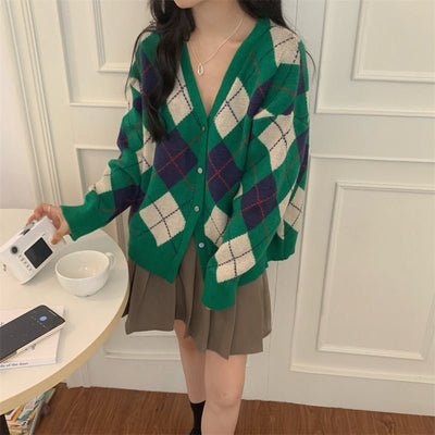 Cardigan coréen à carreaux - KoreanxWear