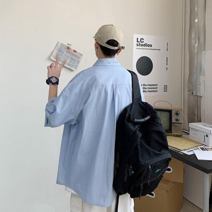 Chemise coréenne de travail bleue