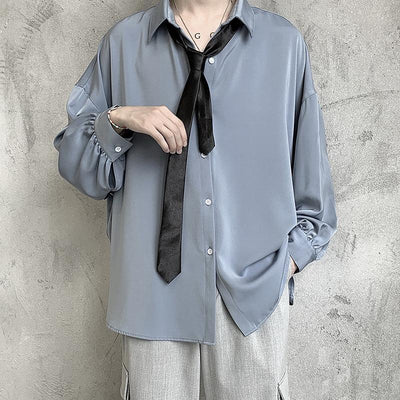 Chemise coréenne oversize avec cravate - KoreanxWear
