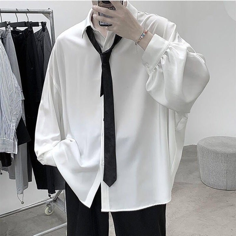 Chemise coréenne oversize avec cravate - KoreanxWear