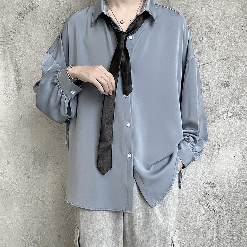 Chemise coréenne oversize avec cravate - KoreanxWear