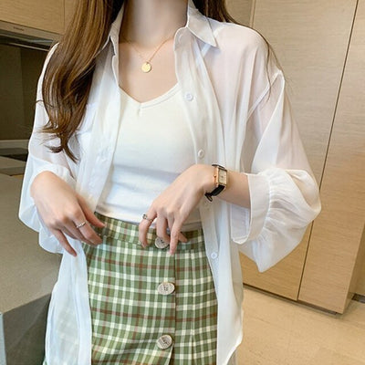 Chemise coréenne satinée - KoreanxWear