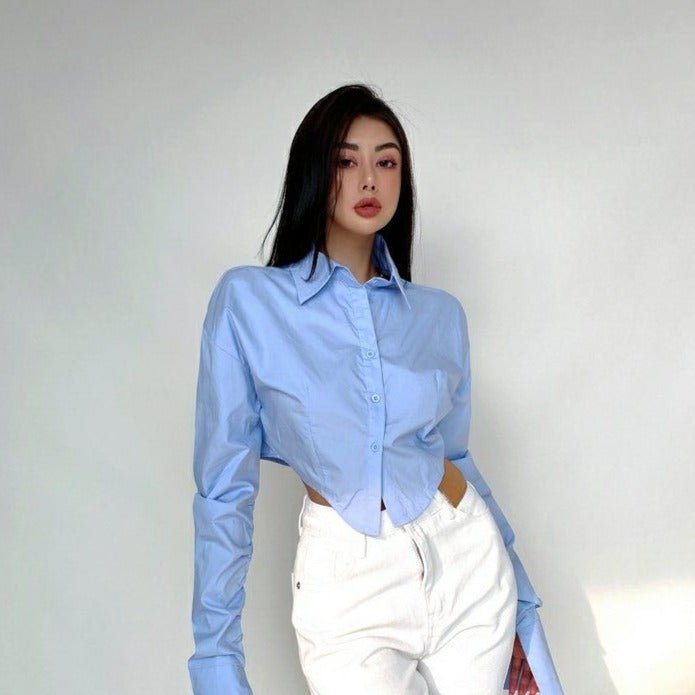 Chemise crop top coréenne - KoreanxWear