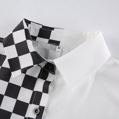 Chemise longue noire et blanche - KoreanxWear