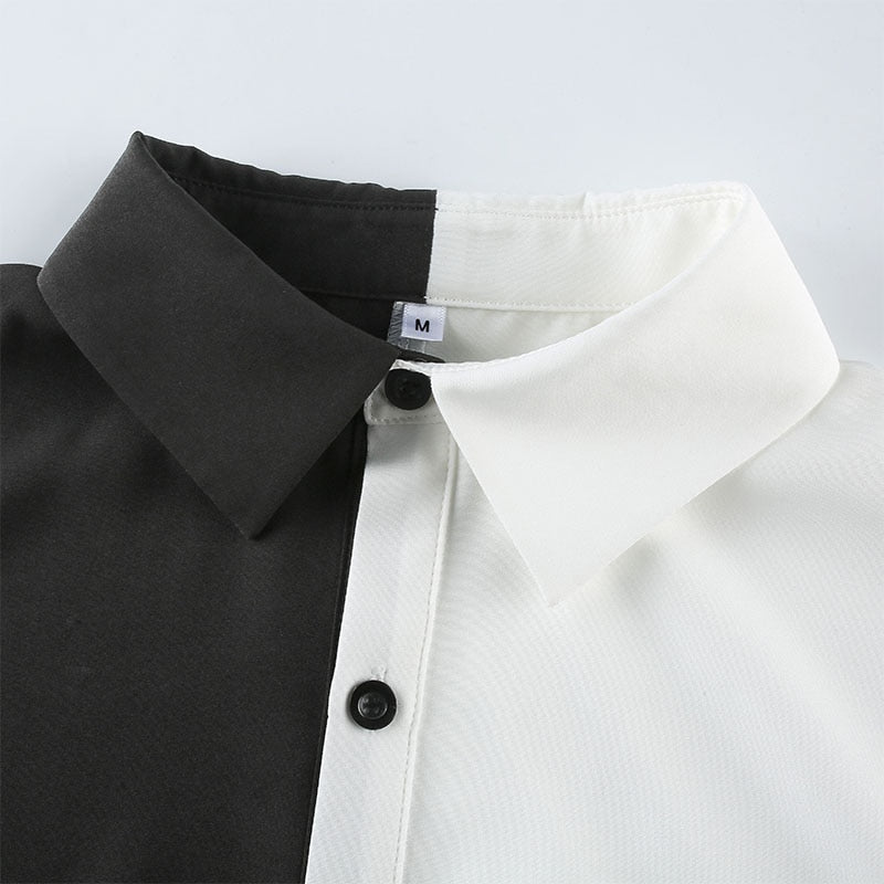 Chemise longue noire et blanche - KoreanxWear