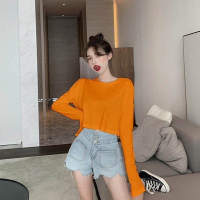 Crop top à manches longues orange