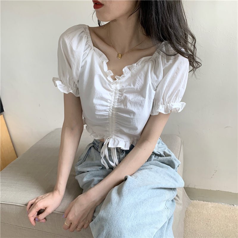 Crop Top coréen à lacets - KoreanxWear