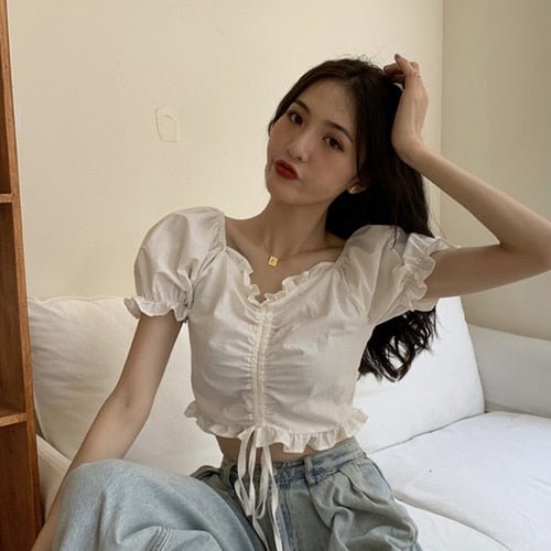 Crop Top coréen à lacets - KoreanxWear