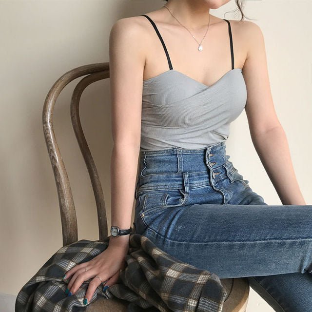 Crop top fille coréenne gris