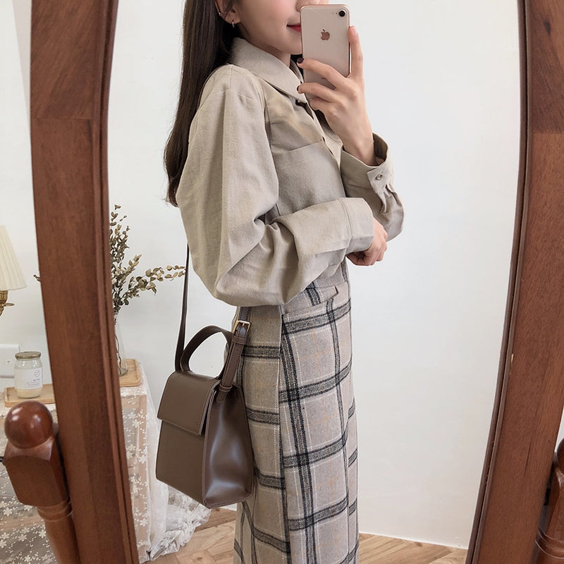 Jupe Vintage Plaid Coréenne