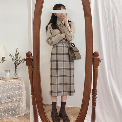 Jupe Vintage Plaid Grise