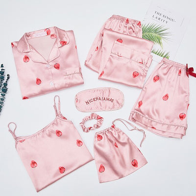 Pyjama Coréen Pack Fraise Rose - KoreanxWear