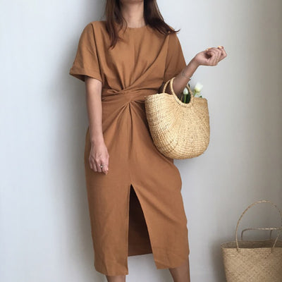 Robe Coréenne en Coton Marron