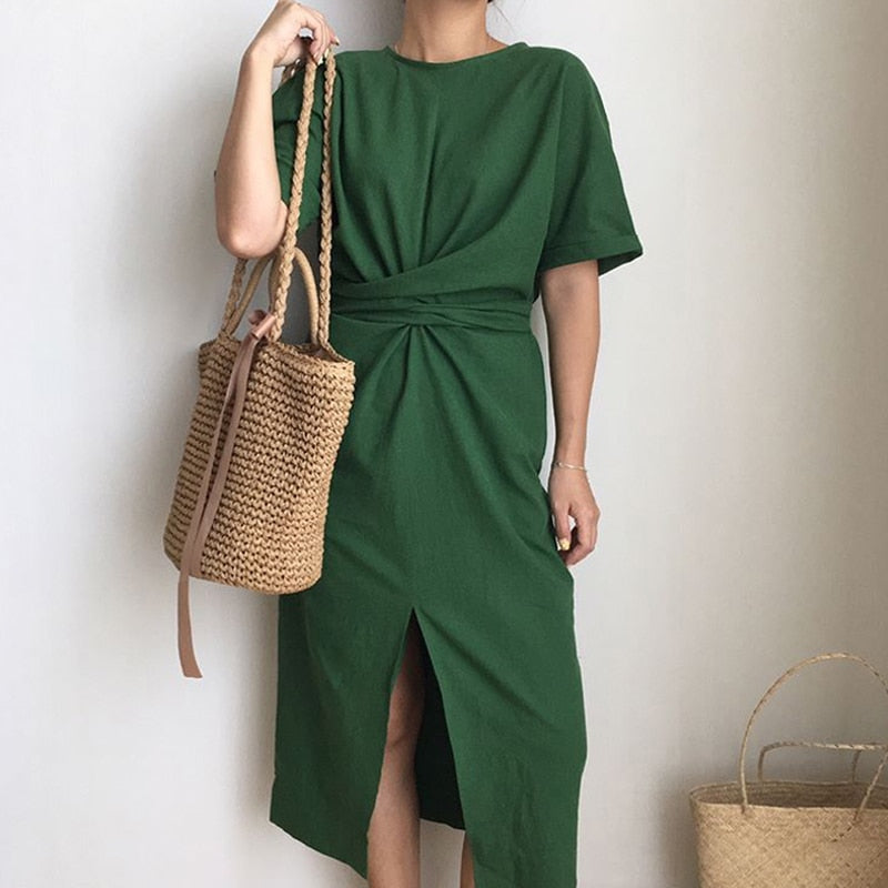 Robe Coréenne en Coton Verte