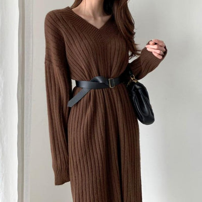 Robe Coréenne Pull Café