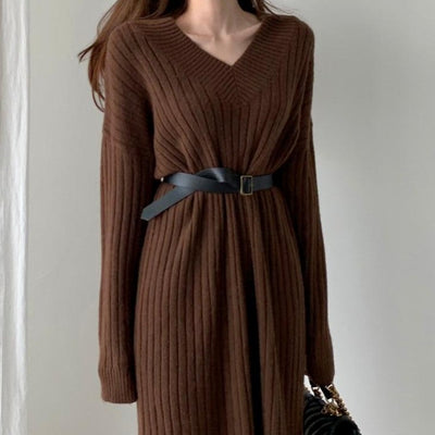 Robe Coréenne Pull Marron