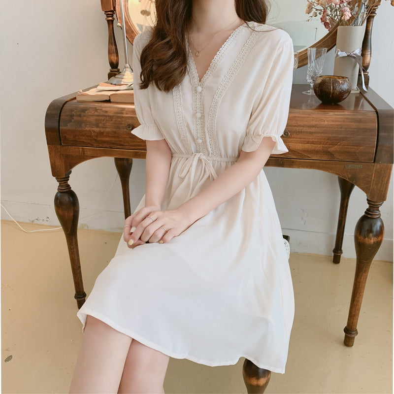 Robe Coréenne Mignonne Blanche