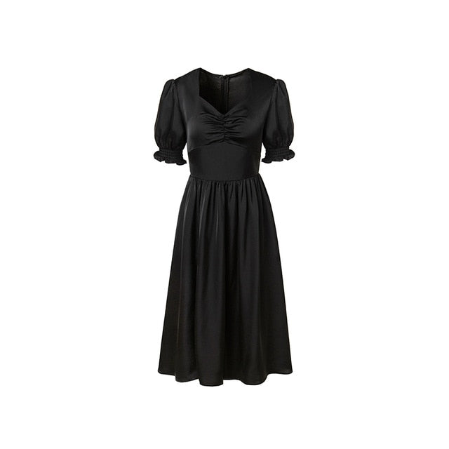 Robe coréenne satinée noire