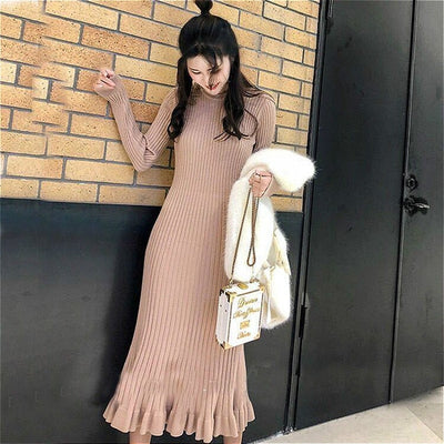 Robe beige coréenne chic