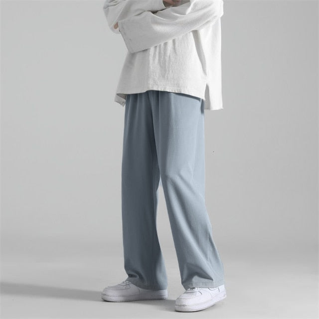 Pantalon large en toile bleu