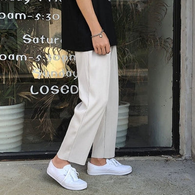 Pantalon coréen élastique habillé blanc