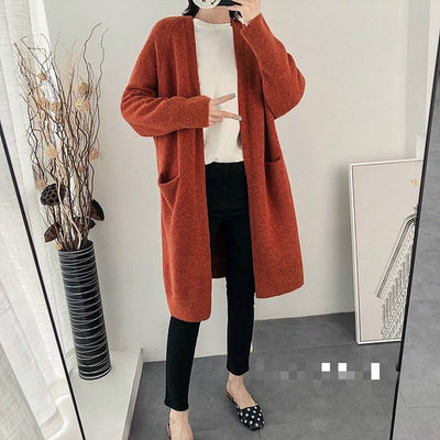 Veste cardigan longue orange