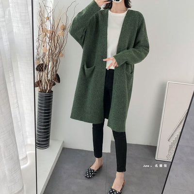 Veste cardigan longue vert