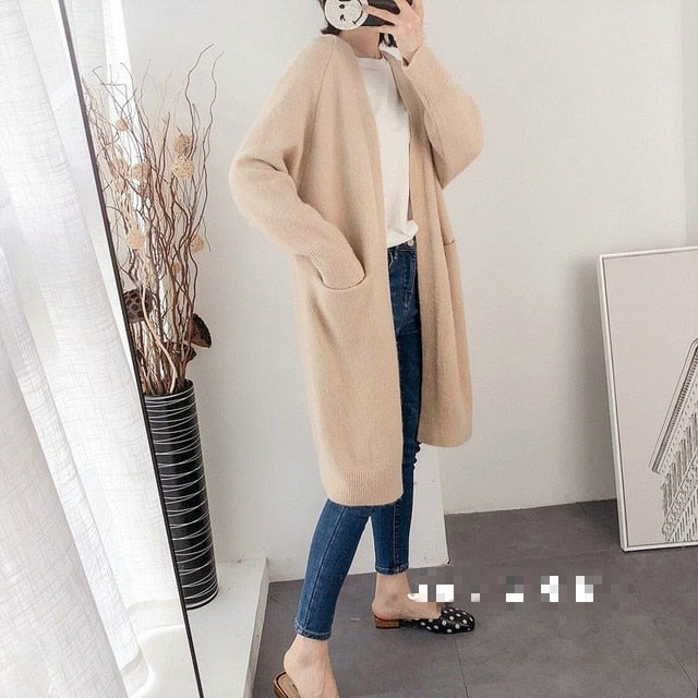 Veste cardigan longue beige