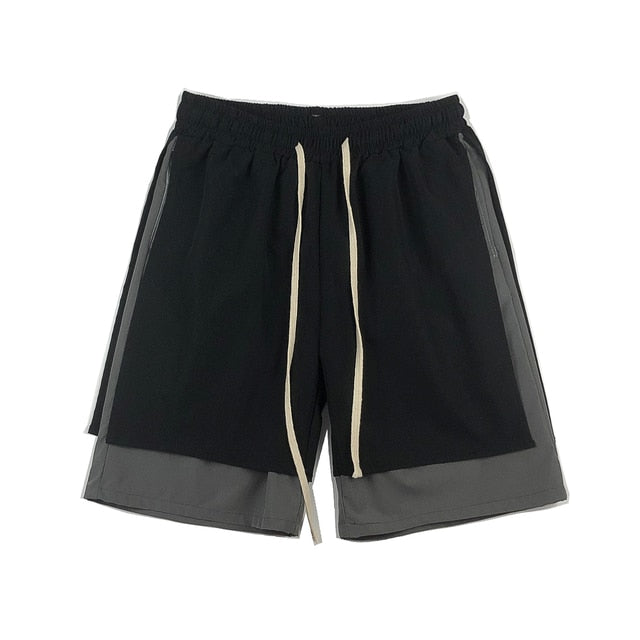 Short coréen doublé noir et gris