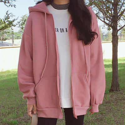 Veste sweat coréenne rose