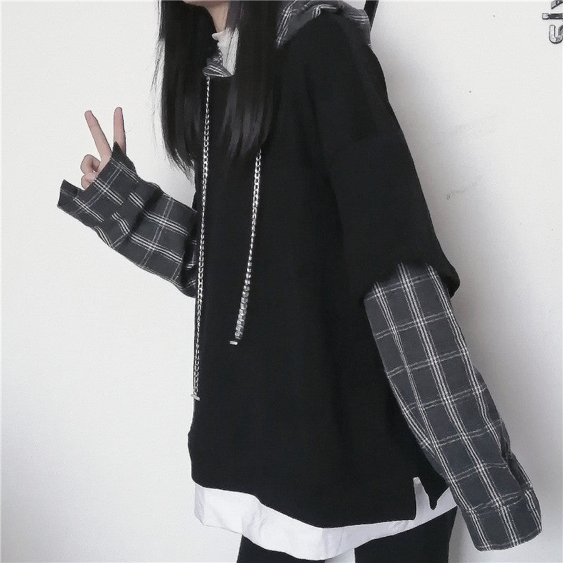 Sweat plaid noir gothique